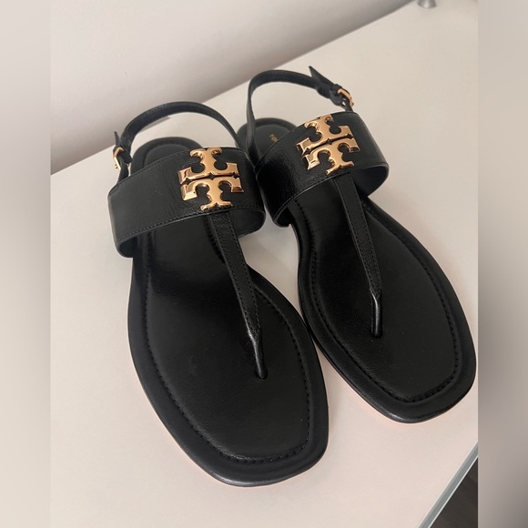 Tory Burch Black Sandals with Gold hardware NWT - Picture 7 of 11